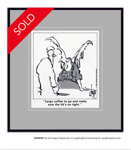 Large coffee to go and make sure the lid’s on tight.