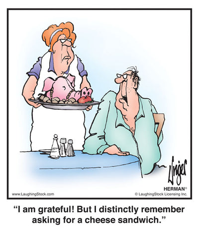 I am grateful! But I distinctly remember asking for a cheese sandwich.