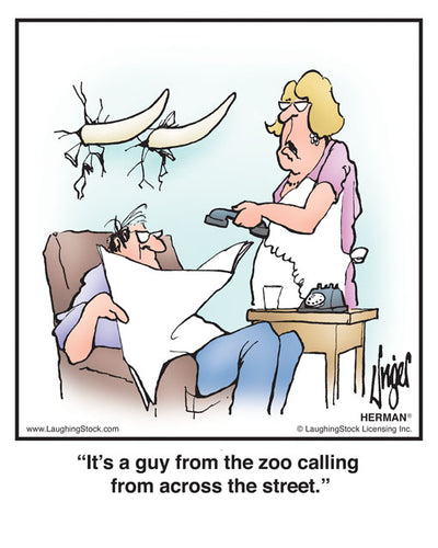 It’s a guy from the zoo calling from across the street.