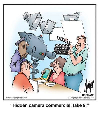 Hidden camera commercial, take 9.