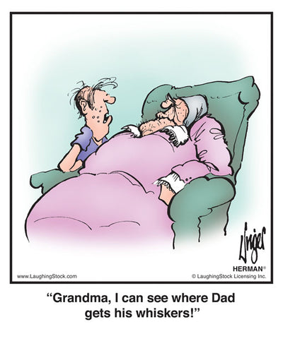 Grandma, I can see where Dad gets his whiskers!