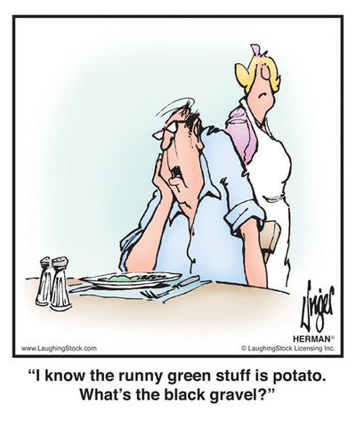 I know the runny green stuff is potato. What’s the black gravel?