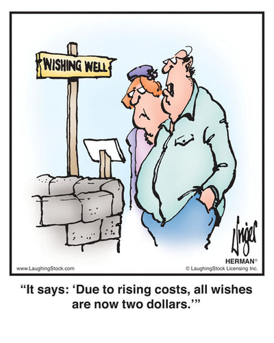 It says: ‘Due to rising costs, all wishes are now two dollars.’