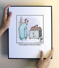 Load image into Gallery viewer, Twelve glasses of milk and cookies.