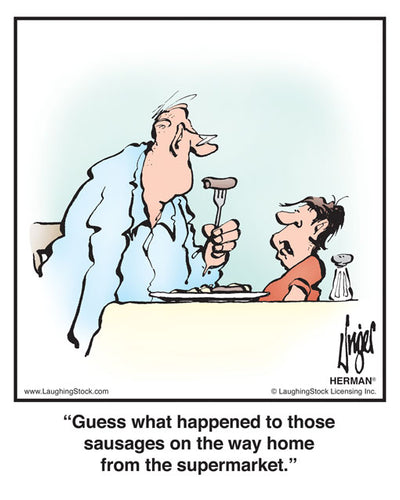 Guess what happened to those sausages on the way home from the supermarket.