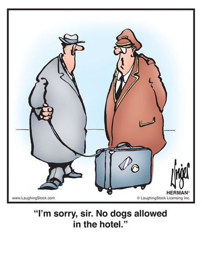 I’m sorry, sir. No dogs allowed in the hotel.