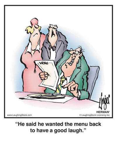 He said he wanted the menu back to have a good laugh.