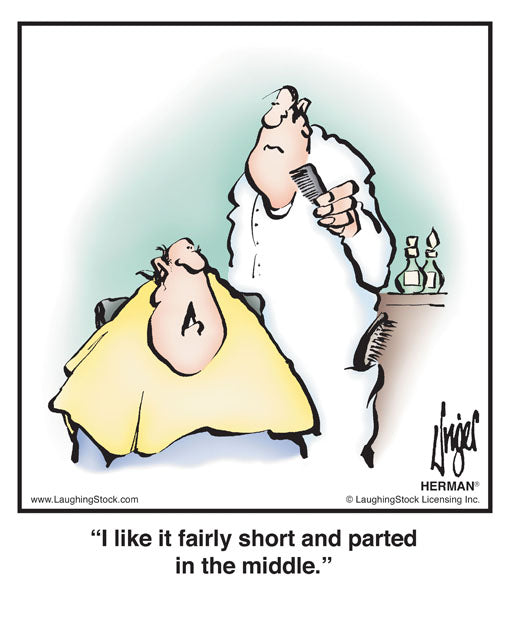 I like it fairly short and parted in the middle.