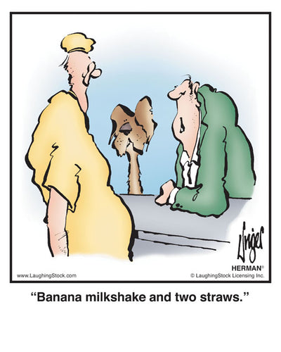 Banana milkshake and two straws.