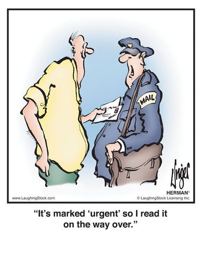 It’s marked ‘urgent’ so I read it on the way over.