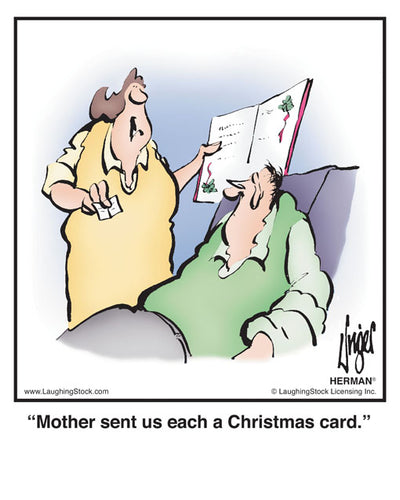 Mother sent us each a Christmas card.