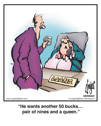 He wants another 50 bucks… pair of nines and a queen.