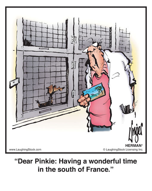 Dear Pinkie: Having a wonderful time in the south of France.