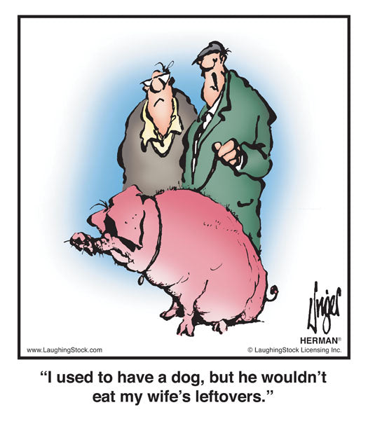 I used to have a dog, but he wouldn’t eat my wife’s leftovers.