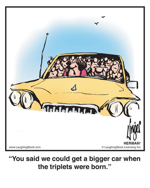 You said we could get a bigger car when the triplets were born.