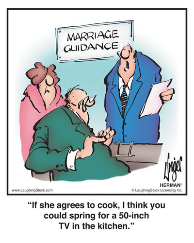 If she agrees to cook, I think you could spring for a 50-inch TV in the kitchen.