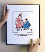 Load image into Gallery viewer, We ran out of poached salmon, so I gave you double potatoes.