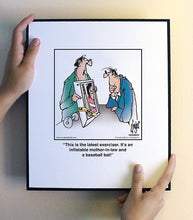 Load image into Gallery viewer, This is the latest exerciser. It’s an inflatable mother-in-law and a baseball bat!