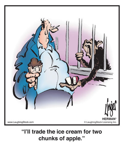 I’ll trade the ice cream for two chunks of apple.