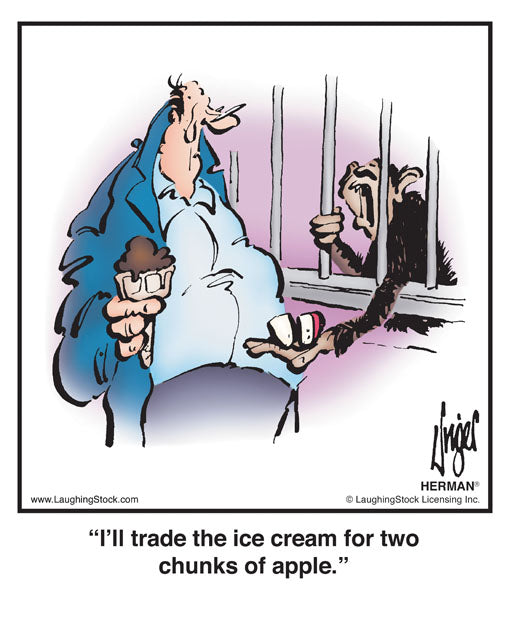 I’ll trade the ice cream for two chunks of apple.