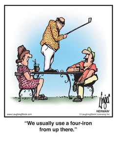 We usually use a four-iron from up there.