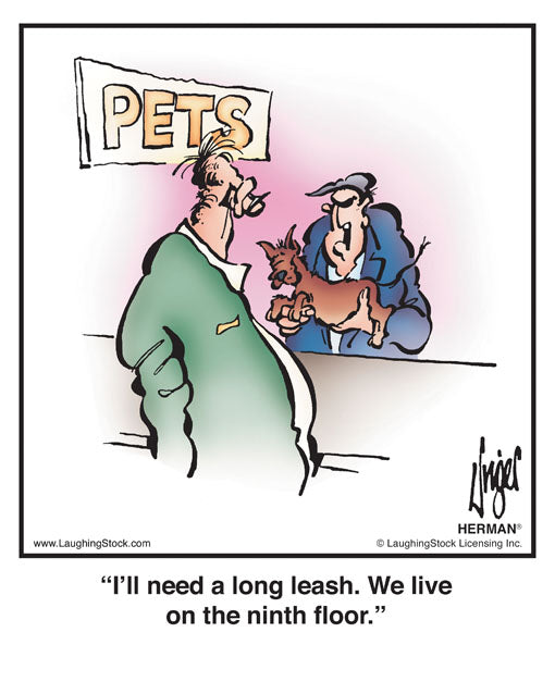 I’ll need a long leash. We live on the ninth floor.