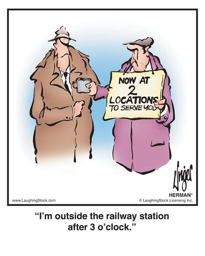 I’m outside the railway station after 3 o’clock.