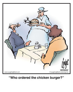 Who ordered the chicken burger?