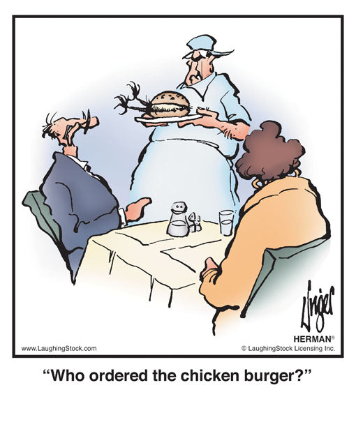 Who ordered the chicken burger?