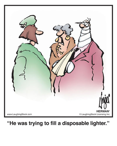 He was trying to fill a disposable lighter.