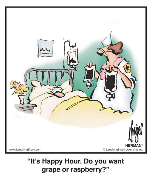 It’s Happy Hour. Do you want grape or raspberry?