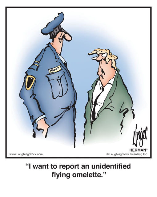 I want to report an unidentified flying omelette.