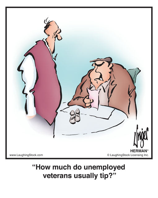 How much do unemployed veterans usually tip?