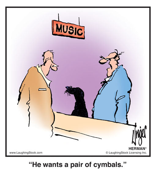 He wants a pair of cymbals.