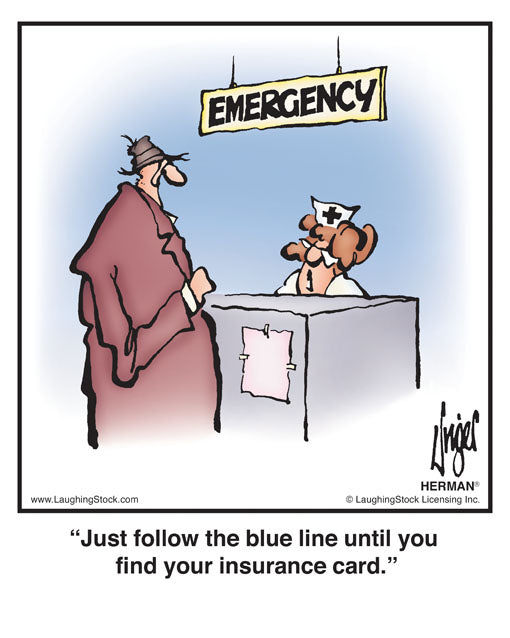 Just follow the blue line until you find your insurance card.
