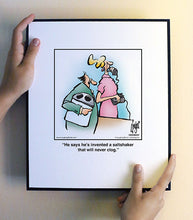 Load image into Gallery viewer, He says he’s invented a saltshaker that will never clog.