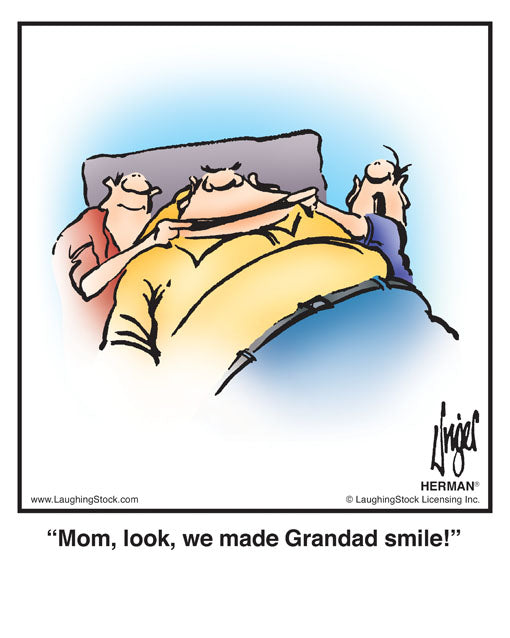 Mom, look, we made Grandad smile!