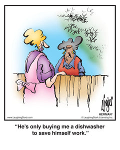 He’s only buying me a dishwasher to save himself work.