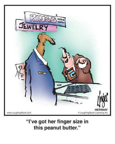 I’ve got her finger size in this peanut butter.