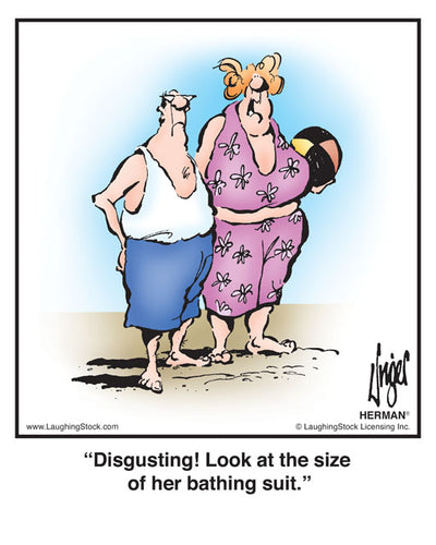 Disgusting! Look at the size of her bathing suit.