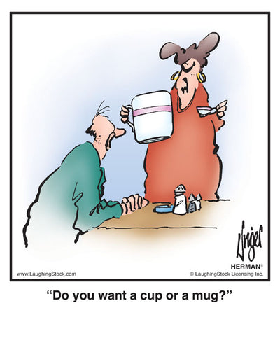 Do you want a cup or a mug?