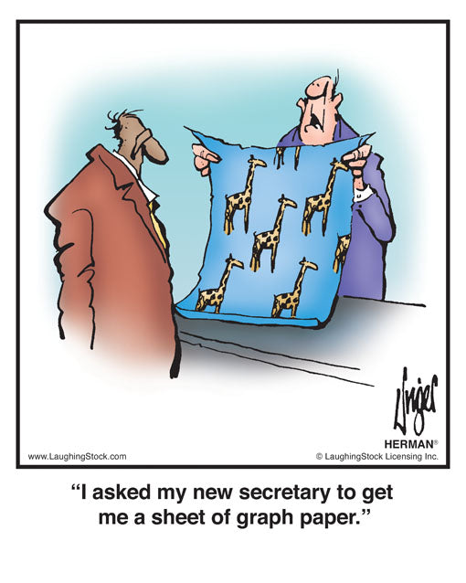 I asked my new secretary to get me a sheet of graph paper.