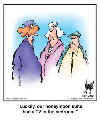 Luckily, our honeymoon suite had a TV in the bedroom.