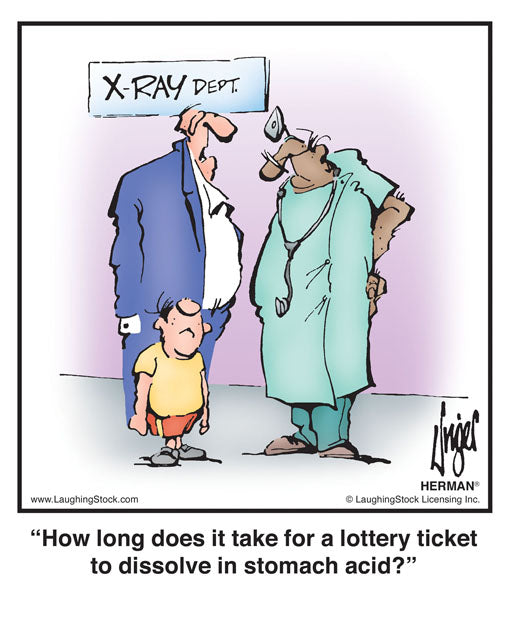 How long does it take for a lottery ticket to dissolve in stomach acid?
