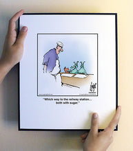 Load image into Gallery viewer, Which way to the railway station… both with sugar.