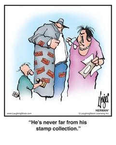 He’s never far from his stamp collection.