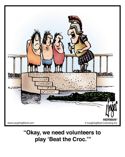 Okay, we need volunteers to play ‘Beat the Croc.’