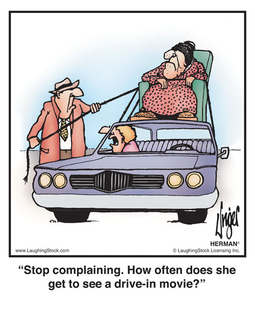 Stop complaining. How often does she get to see a drive-in movie?