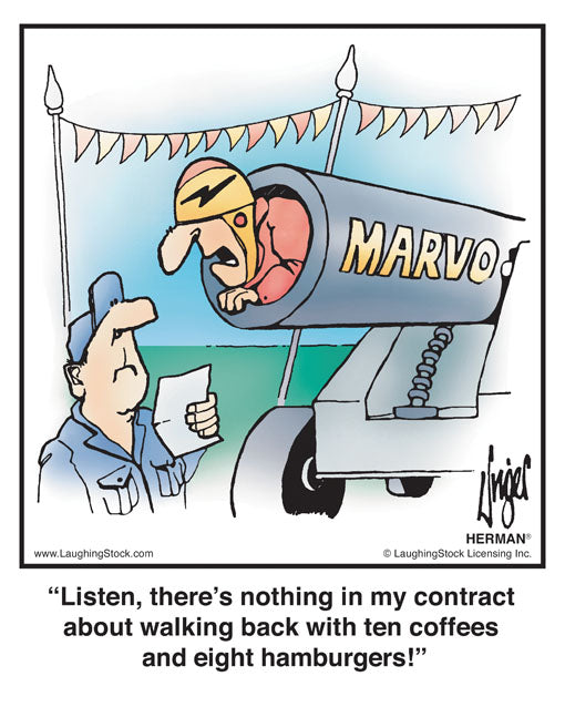 Listen, there’s nothing in my contract about walking back with ten coffees and eight hamburgers!