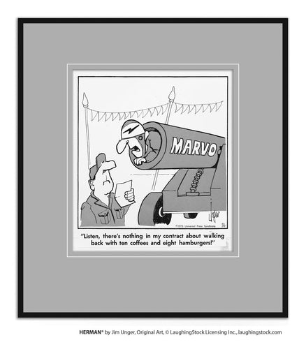 Listen, there’s nothing in my contract about walking back with ten coffees and eight hamburgers!